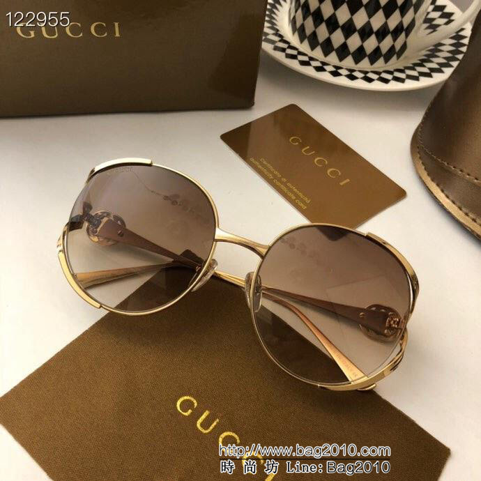 GUCCI古馳 GG0225S 包裹性非常好 搭配雙色金屬鏡腿 女款太陽鏡  lly1287
